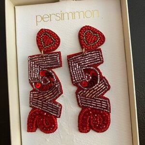 Persimmon Love Red Beaded Earrings